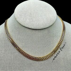 Wide gold link necklace